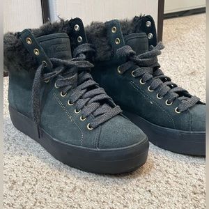 Keds Rise Hi Suede Faux Fur Women 7.5 Black